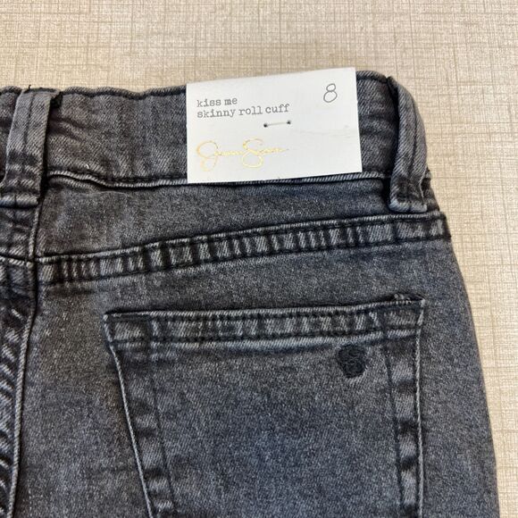 Jessica Simpson Kiss Me Skinny Roll Cuff Jeans Girls 8 Black Wash Denim Mid Rise - Picture 9 of 11